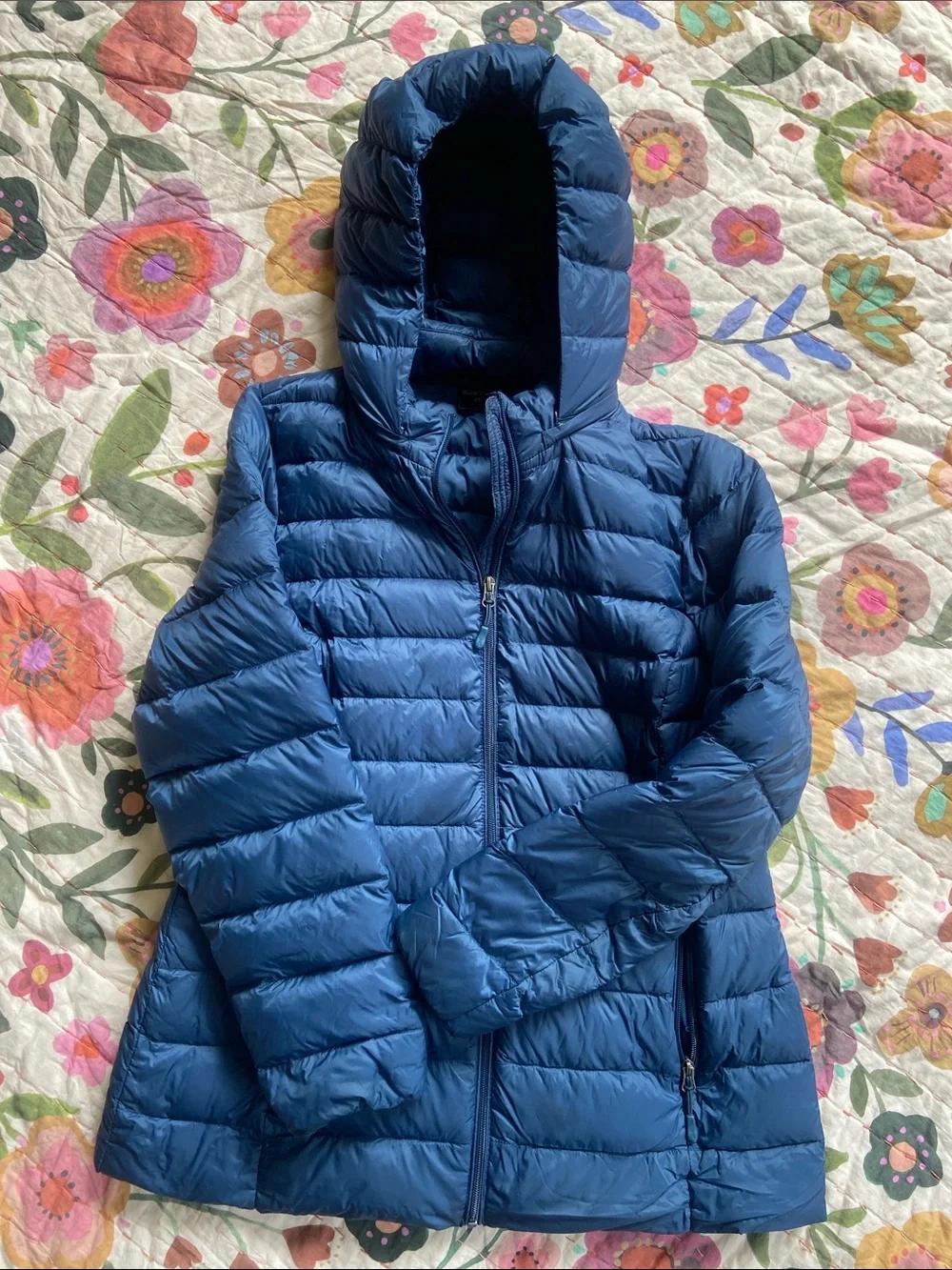 32 Degrees Dark Teal Quilted Hooded Puffer Jacket L